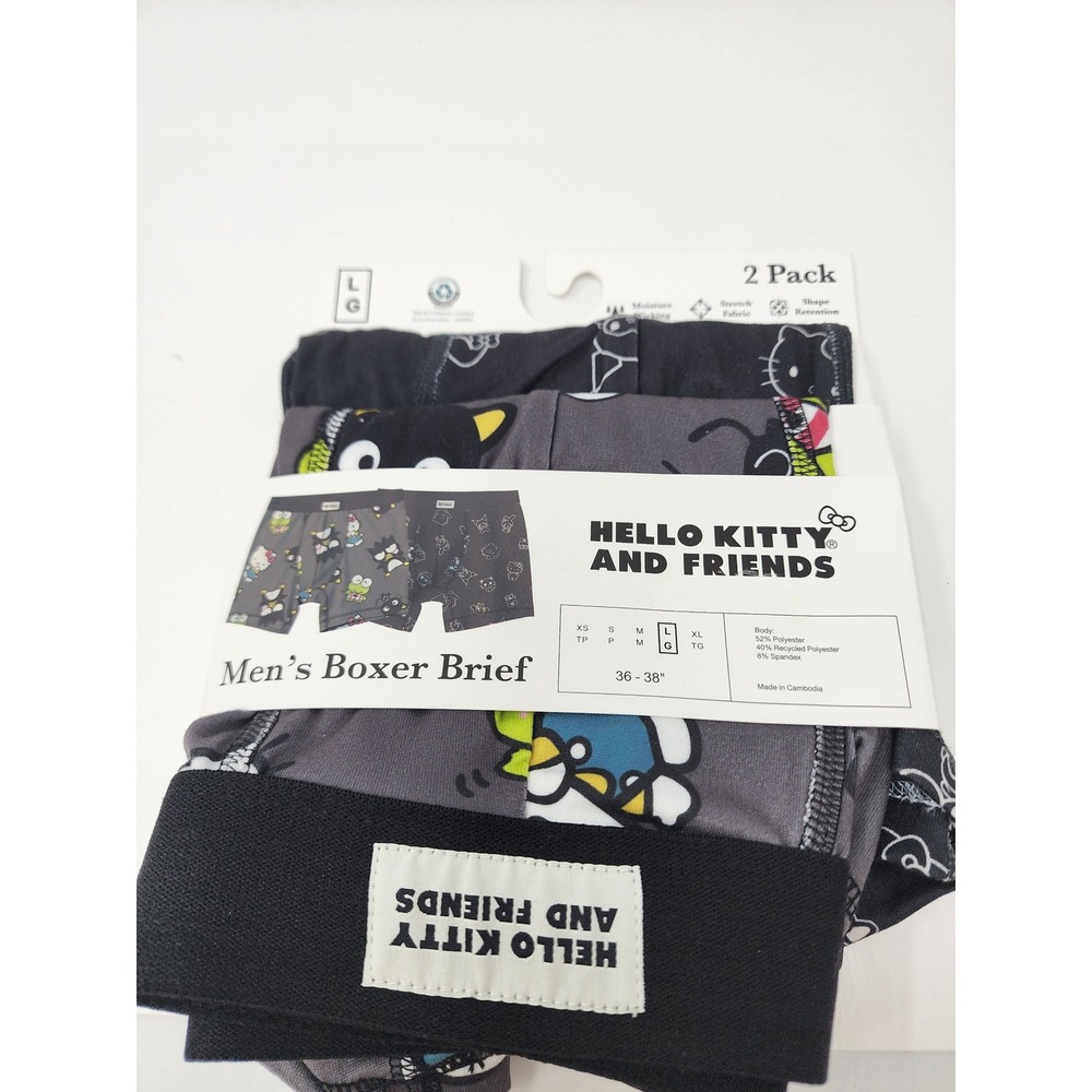 Sanrio Hello Kitty Mens 2 Pack Boxer Briefs Gray Polyester Blend Size Large